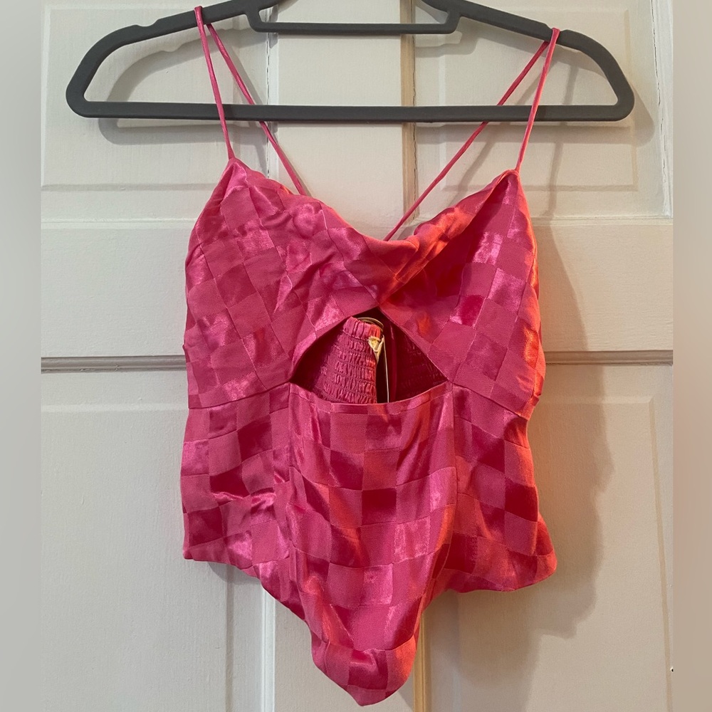 Jen’s Pirate Booty Hot Pink Check Jacquard Top
